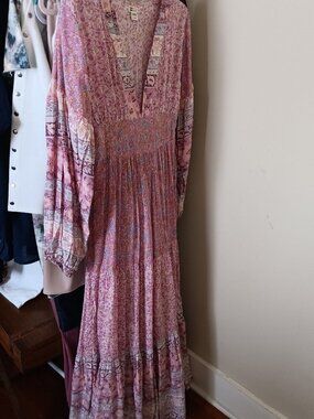 NWOT Pastel Color Whimsical Floral Design Maxi Dress